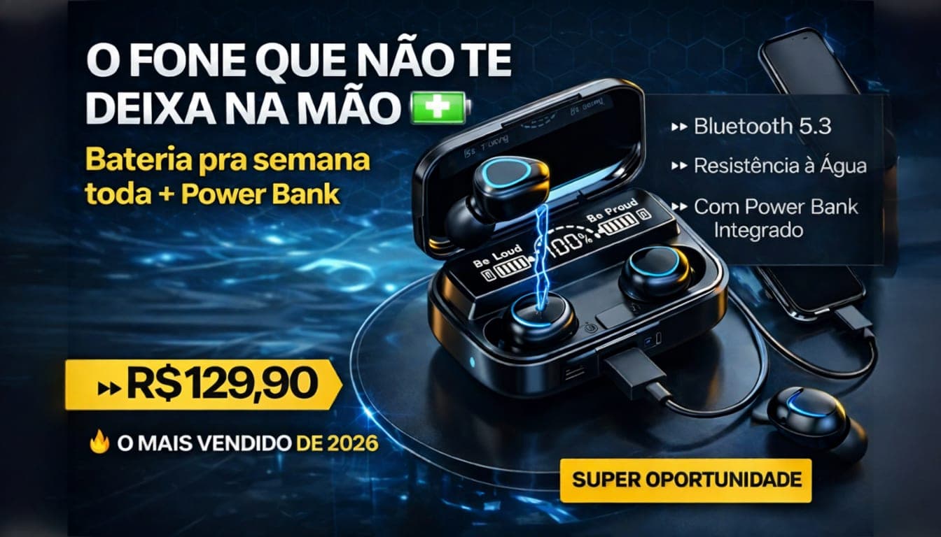 Fone Bluetooth M10 com Power Bank Integrado